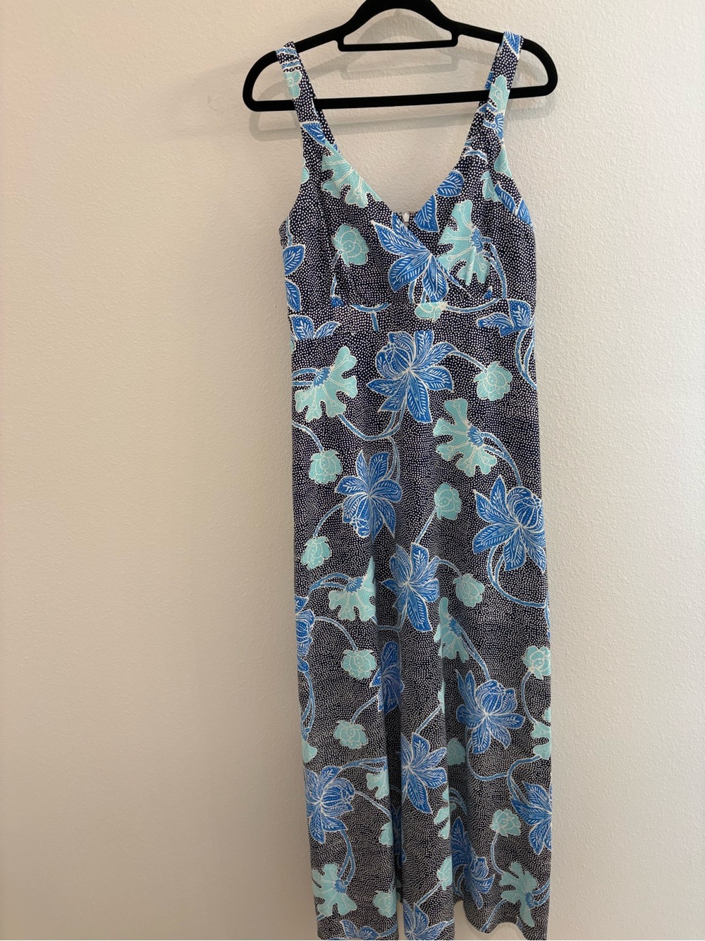 J. McLaughlin Navy Floral Women's Maxi Dress with Blue and Mint Accents